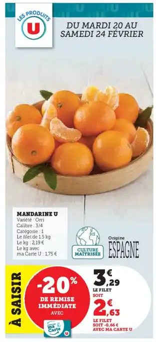 U Express MANDARINE U offre