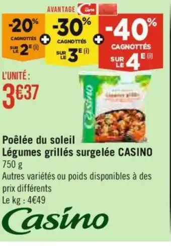 Poêlée du soleil Légumes grillés surgelée CASINO 750 g