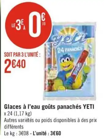 Casino Supermarchés Glaces à l'eau goûts panachés YETI offre