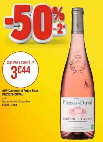Casino Supermarchés AOP Cabernet d'Anjou Rosé PLESSIS-DUVAL offre