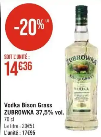 Vodka Bison Grass ZUBROWKA 37,5% vol. 70 cl