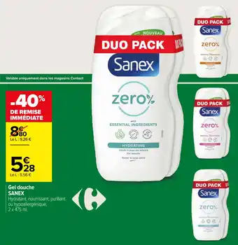 Carrefour Contact Gel douche SANEX offre