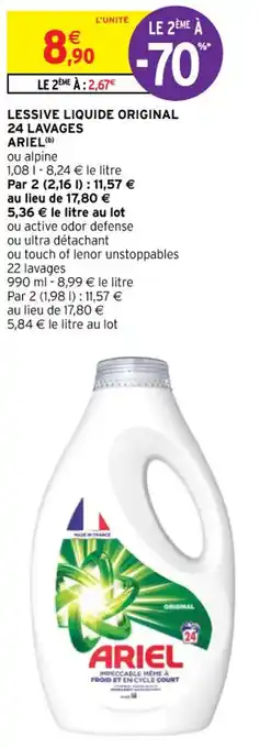 Intermarché Contact LESSIVE LIQUIDE ORIGINAL 24 LAVAGES ARIEL(b) offre