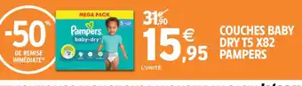 Intermarché Contact COUCHES BABY DRY T5 X82 PAMPERS offre