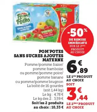 Super U POM'POTES SANS SUCRES AJOUTES MATERNE offre