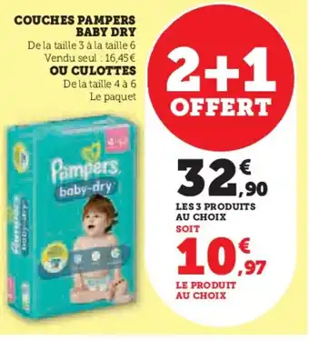 Super U COUCHES PAMPERS BABY DRY offre