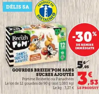 Super U GOURDES BREIZH'POM SANS SUCRES AJOUTÉS offre