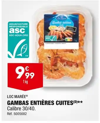 ALDI LOC MARÉE GAMBAS ENTIÈRES CUITES offre