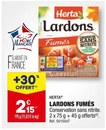 ALDI HERTA LARDONS FUMÉS offre