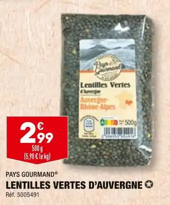 ALDI PAYS GOURMAND LENTILLES VERTES D’AUVERGNE offre