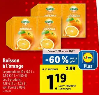 Lidl Solevita Boisson à l’orange offre