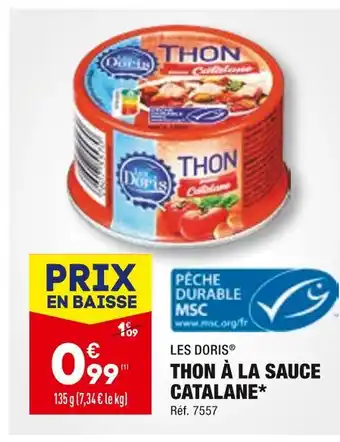 ALDI LES DORIS THON À LA SAUCE CATALANE offre