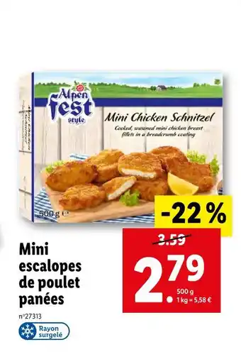Lidl ALPEN FEST Mini escalopes de poulet panées offre