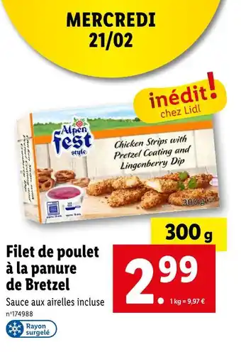 Lidl Alpen Filet de poulet à la panure de Bretzel offre