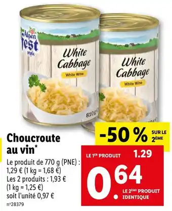 Lidl Alpen fest Choucroute au vin offre