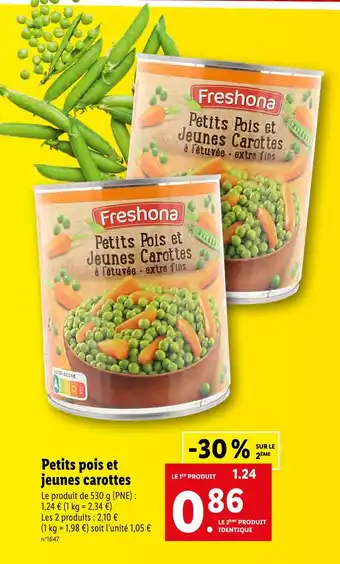 Lidl Freshona Petits pois et jeunes carottes offre