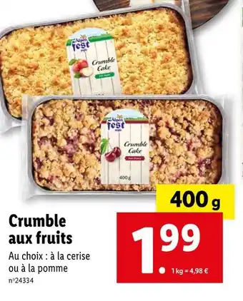 Lidl Alpen fest Crumble aux fruits offre