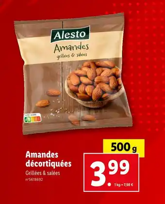 Lidl Alesto Amandes décortiquées offre