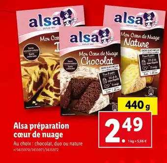 Lidl Alsa Préparation cœur de nuage offre