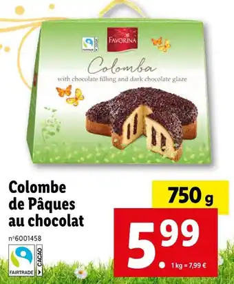 Lidl FAVORINA Colombe de Pâques au chocolat offre