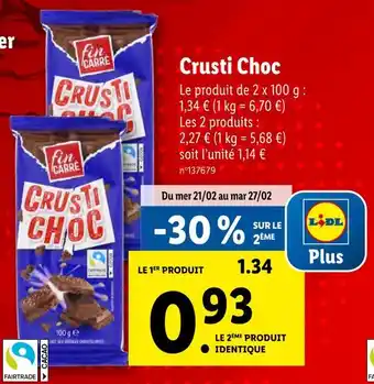 Lidl Fin CARRÉ Crusti Choc offre