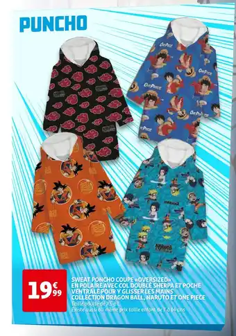 Auchan SWEAT PONCHO COUPE OVERSIZED EN POLAIRE AVEC COL DOUBLÉ SHERPA ET POCHE VENTRALE POUR Y GLISSER LES MAINS COLLECTION DRAGON B offre
