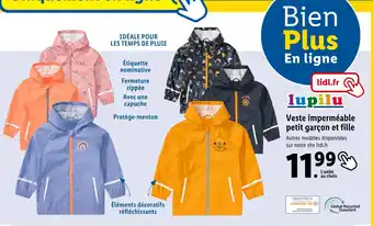 Lidl lupilu Veste imperméable petit garçon et fille offre