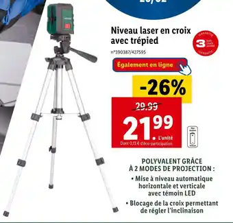 Lidl PARKSIDE Niveau laser en croix avec trépied offre