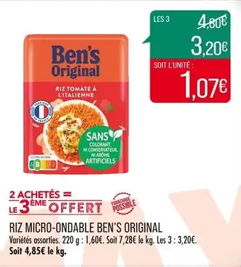Match BEN’S ORIGINAL RIZ MICRO-ONDABLE offre