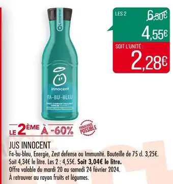 Match INNOCENT JUS offre