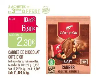 Match CÔTE D’OR CARRÉS DE CHOCOLAT offre