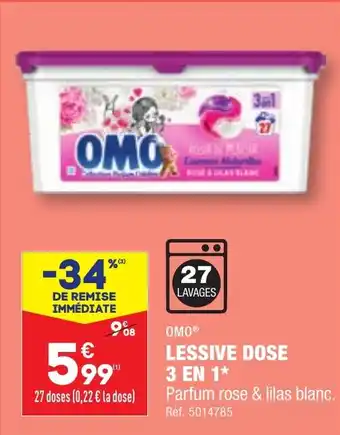 ALDI OMOⓇ LESSIVE DOSE 3 EN 1 offre