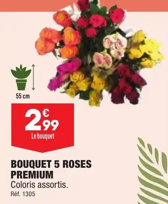 ALDI BOUQUET 5 ROSES PREMIUM Coloris assortis. Réf. 1305 offre