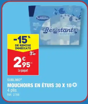 ALDI MOUCHOIRS EN ÉTUIS 30 X 10 offre