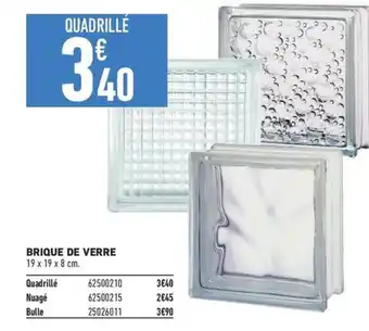 Brico Cash BRIQUE DE VERRE 19 x 19 x 8 cm. offre