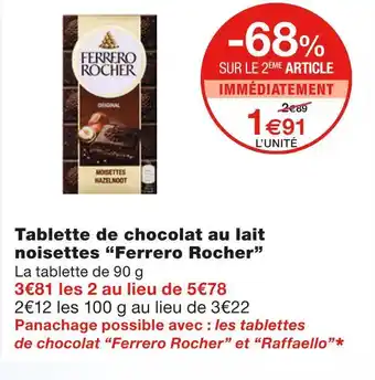 Ferrero Rocher Tablette de chocolat au lait noisettes