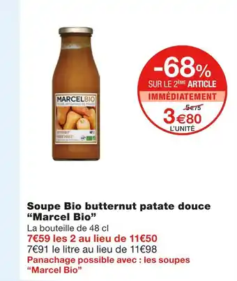 Monoprix Marcel Bio Soupe Bio butternut patate douce offre
