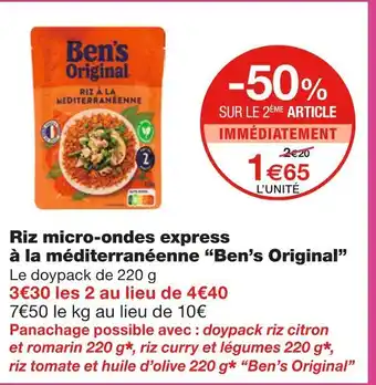 Ben’s Original Riz micro-ondes express à la méditerranéenne
