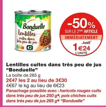 Monoprix Bonduelle Lentilles cuites dans très peu de jus offre