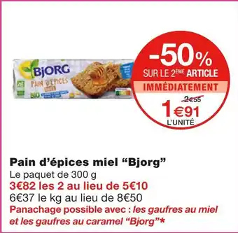 Monoprix Bjorg Pain d’épices miel offre