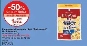 Monoprix Entremont L’emmental français râpé fin & fondant offre