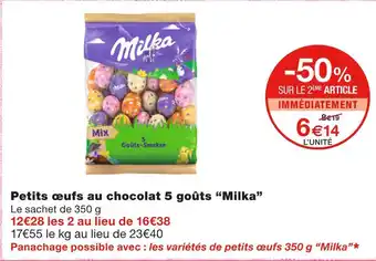 Monoprix Milka Petits œufs au chocolat 5 goûts offre