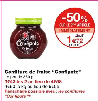 Monoprix Confipote Confiture de fraise offre