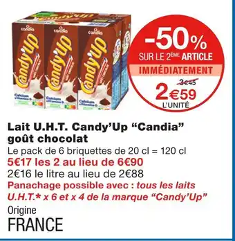 Monoprix Candia Lait U.H.T. Candy’Up goût chocolat offre