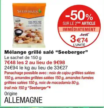 Monoprix Seeberger Mélange grillé salé offre