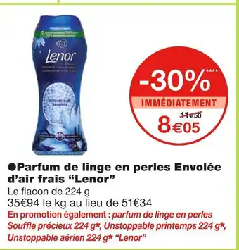 Monoprix Lenor Parfum de linge en perles Envolée d’air frais offre