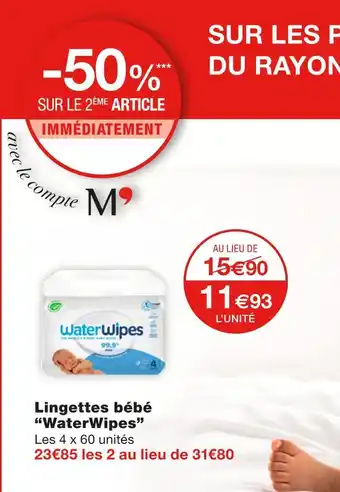Monoprix WaterWipes Lingettes bébé offre