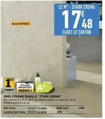Brico Cash GRÈS CÉRAME ÉMAILLÉ "STARK CREMA" offre
