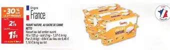 Netto YAOURT NATURE AU SUCRE DE CANNE NETTO offre