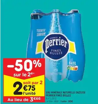 Leader Price EAU MINÉRALE NATURELLE GAZEUSE PERRIER FINES BULLES offre